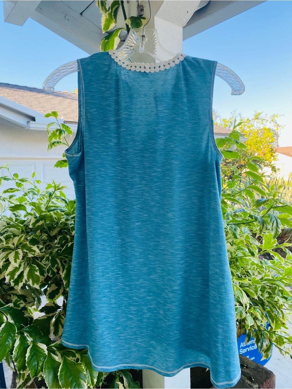Max Studio Blue Sleeveless Crochet Lace Tunic Tank Top XS Boho Beach - Picture 3 of 8